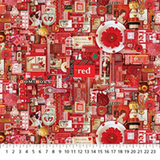 Red Collage Yardage