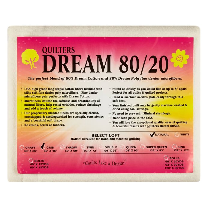 Quilters Dream: 80 Cotton/20 Poly - Natural - Select: Mid Loft Batting