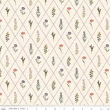 Hedgerow Haven - Floral Argyle Cream Yardage