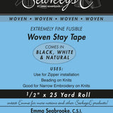 Woven Fusible Stay Tape .5in Extremely Fine White
