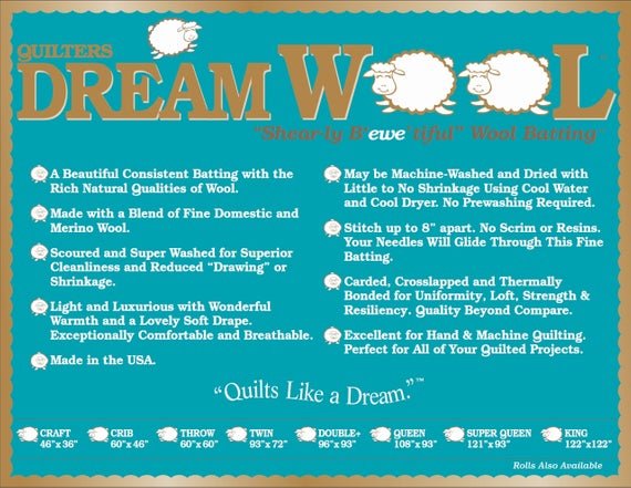 Quilters Dream: 100% Wool Batting