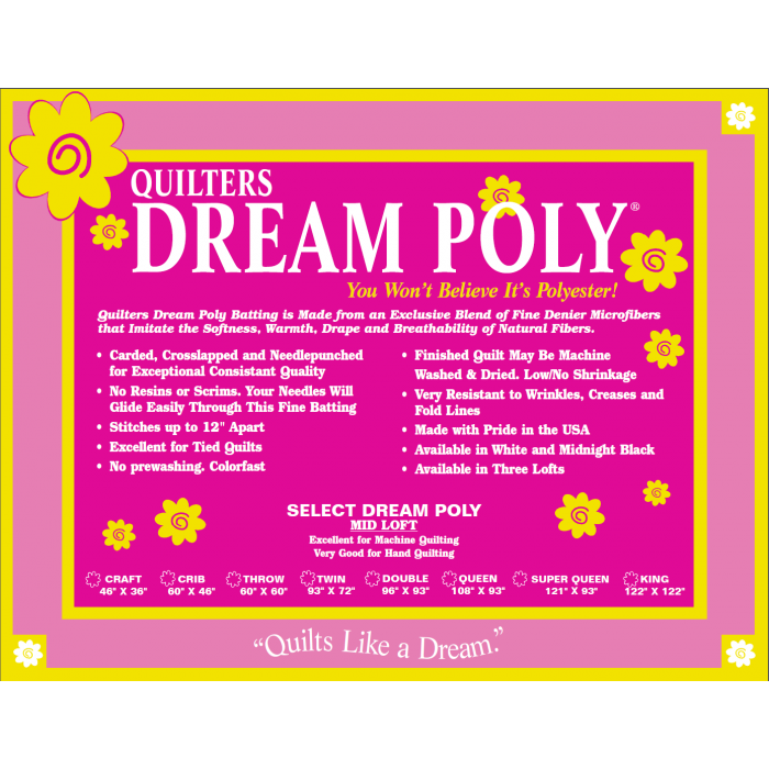 Quilters Dream: 100% Poly - Select: Mid Loft Batting